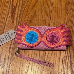 Harry Potter Luna Lovegood Pink Wristlet Clutch with Blue and Magenta Appliqué
